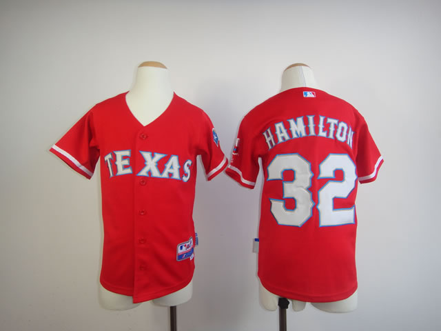 Youth Texas Rangers 32 Hamilton Red MLB Jerseys